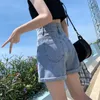 2024 Summer Blue Denim Shorts for Women Korean Fi High midja Shorts Kvinna All-Match Casual Loose Short Jeans Woman N7nt#