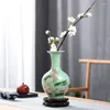 Wazony porcelanowy ornament salon Kwiat Suchy antyczny lot Lotus Wzór jasnozielona szkliwo