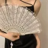 Decorative Figurines Compact Folding Fan Elegant Vintage Lace With Tassel For Summer Parties Dance Performances Hand Held Lolita