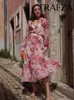 Trafza Spring Womens Chic tryckt avslappnad singelbröst skjorta set med hög midja blixtlås Aline veckad kjol 240326