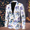 Original Design Men's Christmas Jacket Single Row Suit Fi Men tryckt avslappnade blazrar plus storlek jackor för fest R39F#