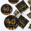 Party Decoration 40 Years Black Gold Birthday Disponertable Tableware Plates Cup 40th Decor Adult Anniversary Supplies