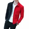 Czarnoczerwone kurtki bombowcowe dla mężczyzn 2024 FI marka Slim Fit Single Berged HARAJUKU Patchwork Hip Hop Jacket Men Ubrania H4Z6#