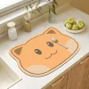 Mats Cartoon Diatom Mud Floor Mat Kitchen Sink Water Absorption Pad Tabletop Drainage Pad Anti Slip Water Absorption and Quick Drying