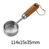 Measuring Spoons Coffee Beans Scoop Stainless Steel Measuring Cups with Wooden Handle, Kitchen Cooking Baking Spoon Tools