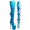 Dance Shoes Leecabe 20CM/8inches PU Upper Shiny With Leopard Pole Dancing High Heel Platform Boots
