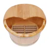 Bañeras Cubo de baño de pies portátil Cubo de madera Masaje de baño de pies con cubierta y masajeador de placa