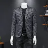 British Style Mens Fi Blazer 2022 New Plaid Pridging Slim Fit Suit Veste Veste Veste Male Busin Office Party Blazers J3Di #