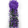 Decorative Flowers 2pcs Simulated Flower Violet Wall Hanging Vine Wedding Home Balcony Decoration Artificial