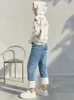 Women's Jeans Amii minimalisme jean droit pour femmes été 2022 pantalon taille haute ample rabattu imprimé décontracté femme pantalon 12240284 24328