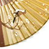 Decorative Figurines Chinese Classical Gold Paper Fan Portable Hanfu Bambou Folding Fans Bamboo Birthday Gift Ventilador Summer Abanicos