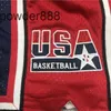 1992 American Dream Team White Red 4 Pocket Basketball Spods JD styl retro siatka haftowane sportowe szorty