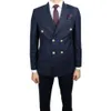 2024 Costumes bleu marine pour hommes Double boutonnage Peak Revers Formel Busin Tenues 2 pièces Veste Pantalon Casual Terno Vêtements masculins l6YS #