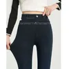 Damesjeans Winter Hoge taille Elastisch kasjmier Warme mode-legging Pluche dikkere potloodbroek Vrouwelijke denimbroek