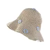 Szerokie brzegowe czapki składane wakacyjne kobieta boho uv ochronę kwiat panama czapek ręcznie robiony splot krem ​​przeciwsłoneczny słomkowy kapelusz