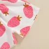 Set di abbigliamento AXYRXWR Bambini Neonate Abiti estivi Stampa fragola Manica corta O-Collo T-shirt Top Pantaloncini Abiti casual