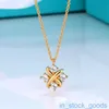 1:1 High End Womens Designer Necklaces Tiffancy X-shaped 4-diamond Necklace Female Cross Party Princess Necklace Jewelry with Tiffin Original Logo