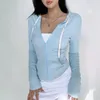 Women's Hoodies 2024 Spring Summer Thin Casual Long Sleeve Skinny Zipper Hooded Cardigan Women Slim Sweatshirt Workout Korean Jacket Tops