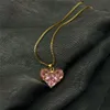 Collier en diamant rose pour femmes, amour, Zircon, Simple, Design de mode, tendance, bijoux de tempérament, chaîne de clavicule, nouvelle collection 2022, 2920