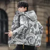 2022 New Men Hooded Down Jacket Short 90% White Duck Down Winter Coat Korean Fi Thickening Tooling L2Y9#