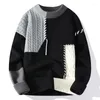 Men's Sweaters Autumn Winter Turtleneck Mens Warm Knitted Patchwork Rollneck Pullovers Fashion Korean Streetwear Casual Women