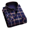 Projekt Lapel Men Plecee koszulka Plaid Print grube pluszowe rękaw LG Top Men Men Formal Busin Style w średnim wieku koszulka u3sk#