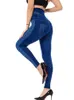 visnxgi Seaml Slim Women Faux Denim Jeans Leggings Fitn Workout Pocket Printing Summer Casual Pencil Pants Sports Jeggings J1tM#