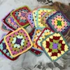 Tapetes de mesa originais feitos à mão em crochê 12cm, doilies, multicolorido, quadrado, tapete para decoração de casa, 20 tamanhos