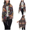 Scarves Sugar Skull Floral Scarf For Womens Winter Warm Pashmina Shawl Wrap Day Of The Dead Halloween Large Daily Wear