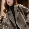 korean Editi British Wool Loose Relaxed Solid Color Top Women Coat 2024 New One Piece Jacket Women's Spring and Autumn Coats D9f7#