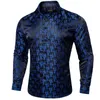 2023 Chemises en soie pour hommes Lg manches bleu noir formel Dr Social chemise rabattue avec col doré broche mâle chemisier décontracté hauts 12I6 #