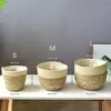 Handmade Woven Storage Basket Foldable Organizer Container Seagrass Laundry Plant Flower Pot For Home Garden 240318