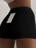 2023 Summer Knit Shorts Cott White Women Casual Mini Black Sexig Hög midja Ribber Streetwear Basic Biker Shorts N0XM#