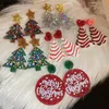 Charm Glitter Colorful Christmas Tree Earrings for Women New Trendy Star Round Acrylic Stud Earring Xmas Party Jewelry Gifts Y240328