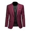 Плюс размер M-6XL, мужской деловой повседневный пиджак, однотонный костюм, куртка, платье, рабочая одежда, пальто больших размеров, мужская брендовая одежда, смокинг 240313