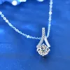 Pendentifs Certifié réel 1.0 Ct Moissanite diamant ruban lisse en argent Sterling 925 pendentif collier pour femmes chaîne CKNZ bijoux de luxe