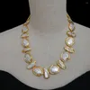 Pendants YYGEM Freshwater Cultured White Biwa Pearl Coin Gold Plated Necklace 19"