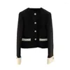 Work Dresses 2024 Early Spring Fashion Black Slim Heavy Duty Studded Round Neck Suit Outer Tower Coat Skirt