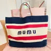 Miumiubag sommar raffias halmväv strandväska designer mode tote semester resor lyx axel väska mens koppling crossbody mor weekend handbag shoppare väskor