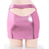 Anilv 2023 menina rosa bling laser empregada uniforme traje feminino cordão corrente halter topo roupas trajes cosplay d9vG #