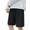 Hommes Casual Shorts Soft Cordon Mâle Été Respirant Courir Pantalon Longueur Genou Oversize Solide Baggy Poche-pantalon Hombre T2nm #