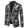 Erkekler Yaldızlı Baskı Blazer Performans Gece Kulübü DJ Şarkıcıları Parlak Blazers LG Slee Sweet Single Butt Floral Suit Ceketler 47SV#