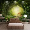 Wallpapers Milofi Custom Large Wallpaper Mural 3D Modern Fantasy Green Forest Elk Squirrel TV Background