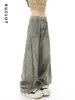 Damesjeans KUCUT Washed Do Old voor dames 2024 Amerikaanse retro high street rechte broek losse taille wijde pijpen lang