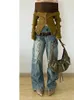 Kvinnors jeans kvinna maillard söt kärna denim trend byxor parti prom formell tillfälle japansk modegrunge hip-hop klubbkläder