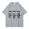 夏の男性女性コットTシャツ面白いかわいい猫のミーム