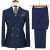 2024 Fi New Men's Busin Double Breasted Solid Color Suit Coat / Male Slim Wedding 2 Pieces Blazers Jacket Pants Trousers U7o0#