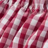 Xingqing Red and White Plaid Shorts Y2K Clothes女性弾性ウエストフリルケーキショーツ