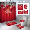 Zasłony prysznicowe Święty Klanety świąteczne zestawy zasłony z dywanikiem toaletowe maty do kąpieli świąteczne urocze kreskówka łosie