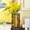 Vasi Stile europeo Onda dorata Vaso in metallo Disposizione dei fiori Decorazione secca Accessori per la casa di nozze